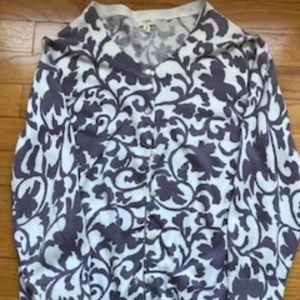 J Crew cardigan. Purple and cream.